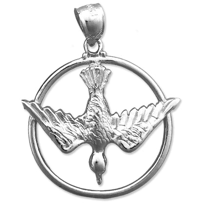 14K Gold Encircled Holy Spirit Dove Medallion