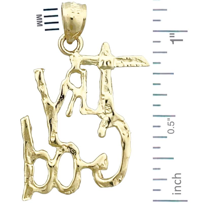 14K Gold 3D Try God Pendant