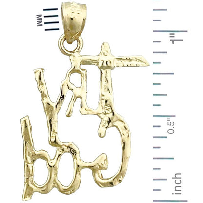 14K Gold 3D Try God Pendant