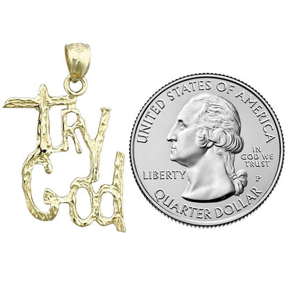 14K Gold 3D Try God Pendant