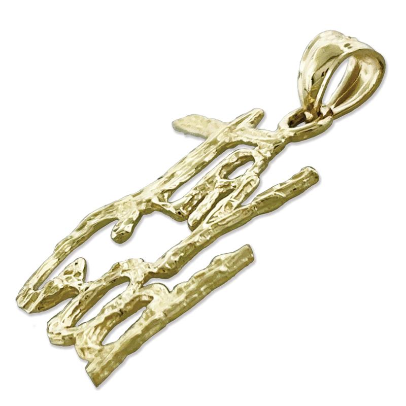 14K Gold 3D Try God Pendant