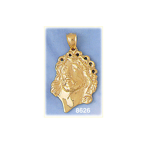 14K Gold Jesus Christ with Crown of Thorns Pendant