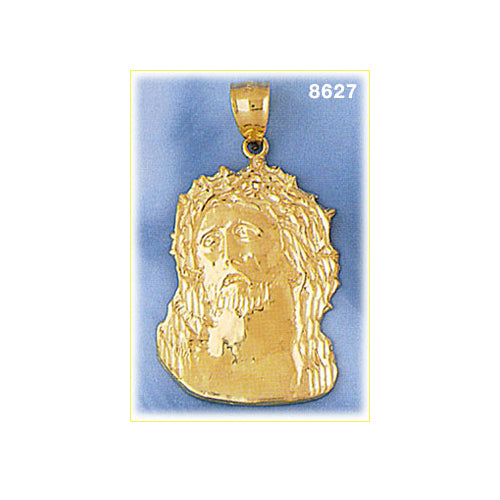 14K Gold Crown of Thorns Jesus Head Pendant