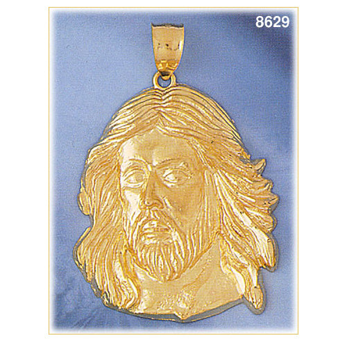 14K Gold Jesus Christ Face Pendant