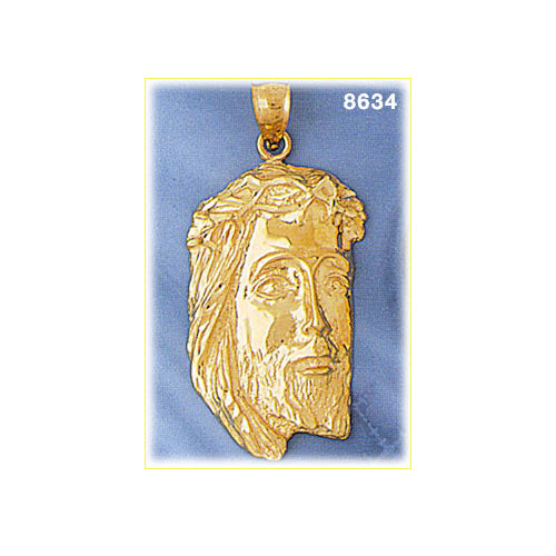 14K Gold Jesus Head with Crown of Thorns Pendant