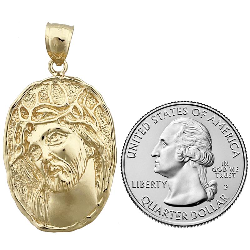 14K Gold Jesus Christ Face Medallion
