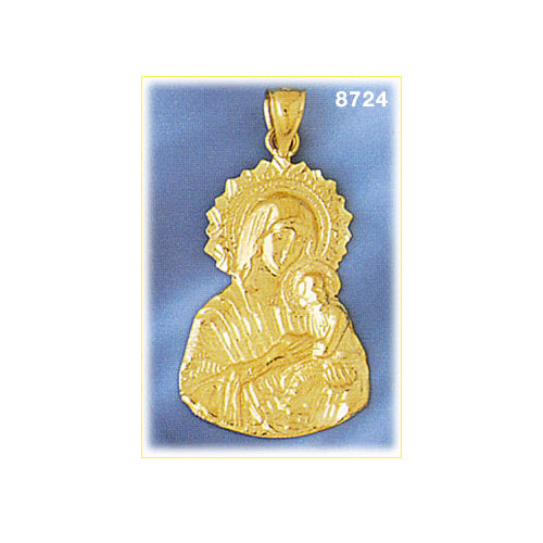 14K Gold Blessed Mary and Christ Pendant