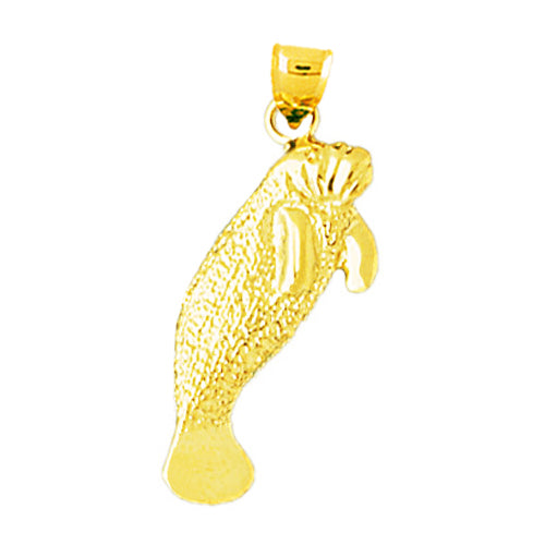 14K Gold Manatee Sealife Pendant