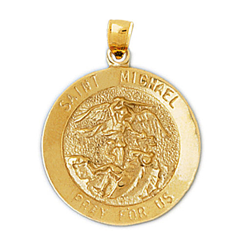 14K Gold Saint Michael Pray For Us Pendant