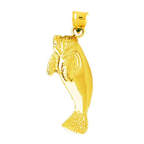 14K Gold 24MM Long Manatee Pendant