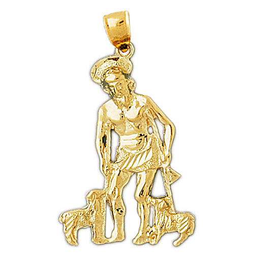 14K Gold 35MM Saint Lazarus Pendant