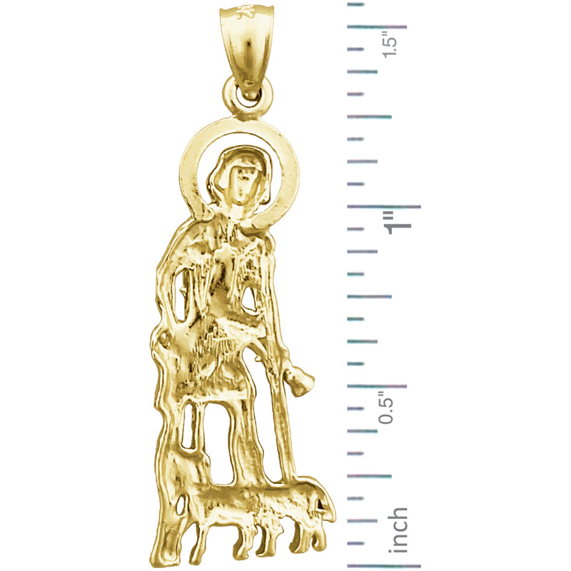 14K Gold 30MM Saint Lazarus Pendant