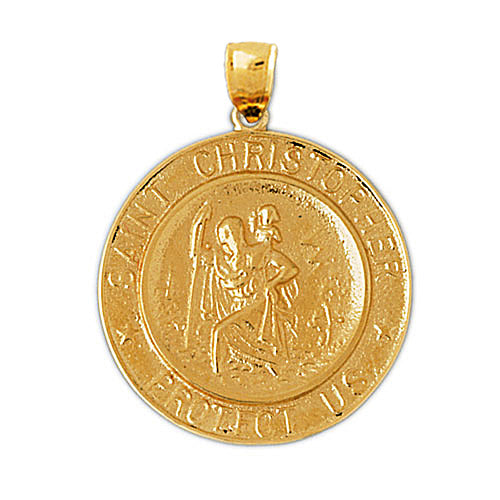 14K Gold Saint Christopher Pendant