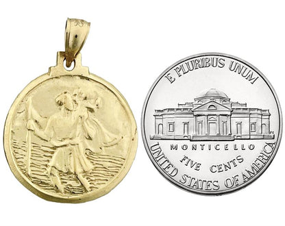 14K Gold Saint Christopher Round Medallion