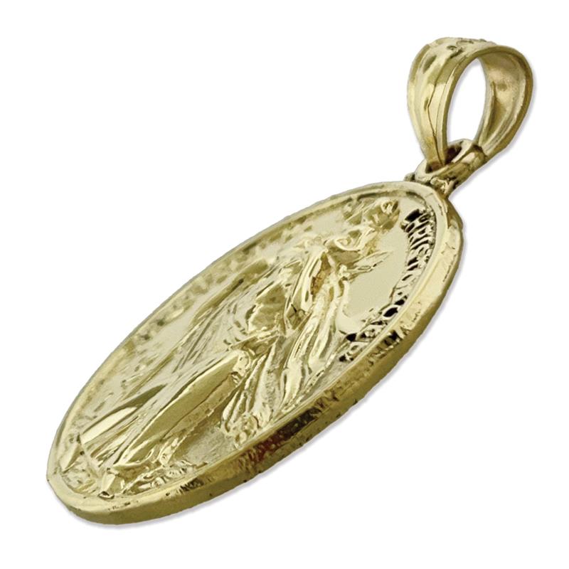 14K Gold 25MM Saint Christopher Protect Us Coin Medallion