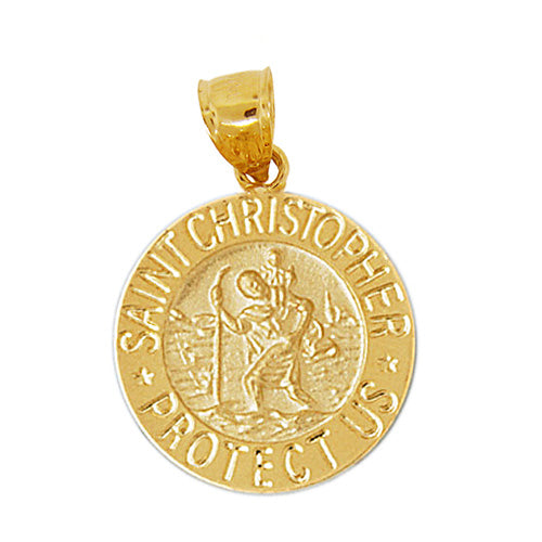 14K Gold Saint Christopher Protect Us Coin Medallion