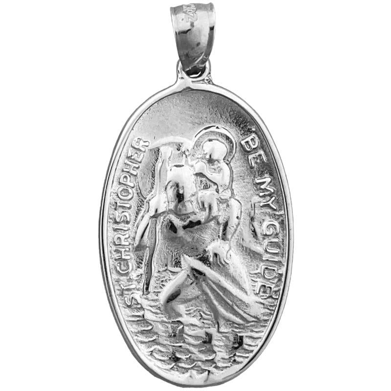 14K Gold Oval Saint Christopher Be My Guide Medallion