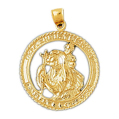 14K Gold St Christopher Medallion