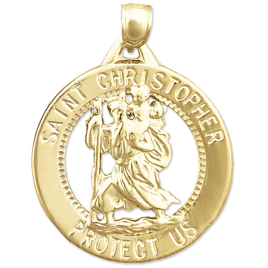 14K Gold 24MM Saint Christopher Medallion