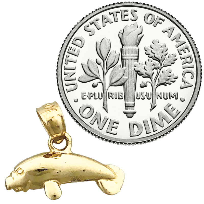 14K Gold Manatee Mini Charm