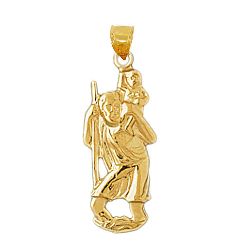 14K Gold 22MM Saint Christopher Pendant