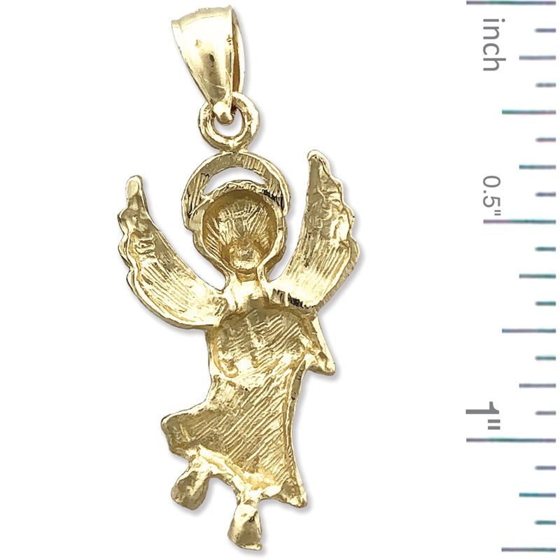 14K Gold Haloed Angel Pendant
