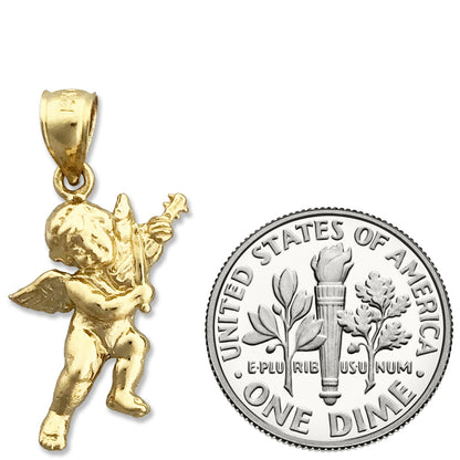 14K Gold Cherub Angel with Violin Charm