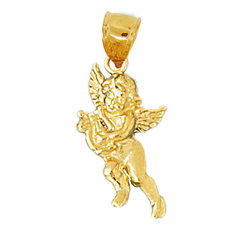 14K Gold Cherub Angel with Lyre Charm