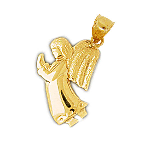 14K Gold Praying Flying Angel Charm