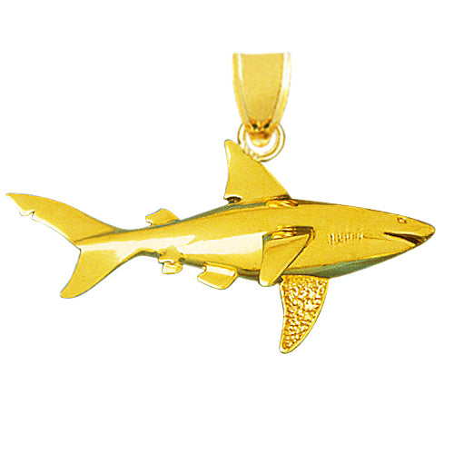 14K Gold 60MM Wide Shark Pendant