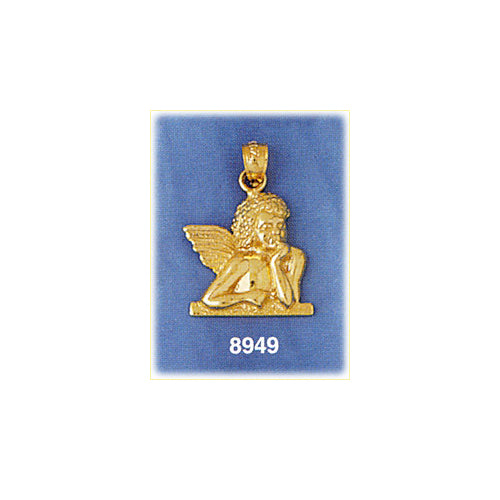 14K Gold Cherub Angel Pendant