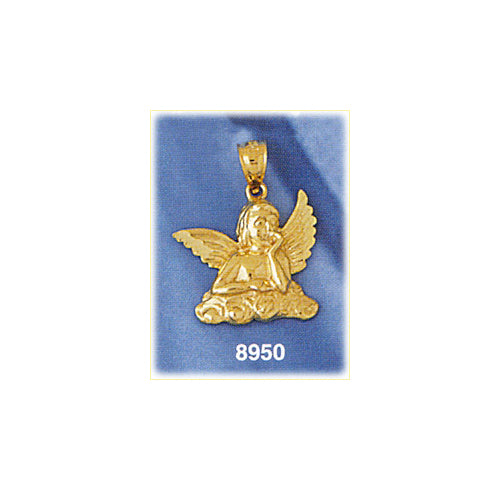 14K Gold 18MM Cherub Angel Pendant