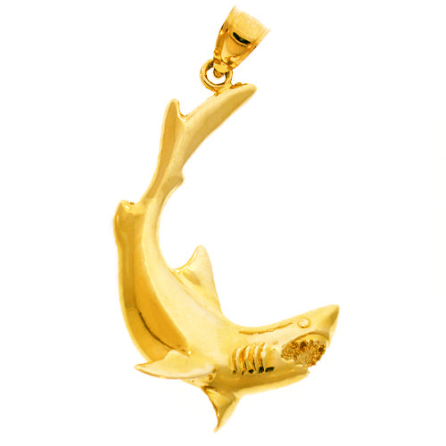14K Gold Jaws Open 42MM High Shark Pendant