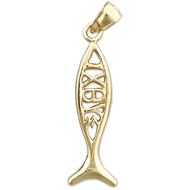 14K Gold Ichthys IXOYE Pendant