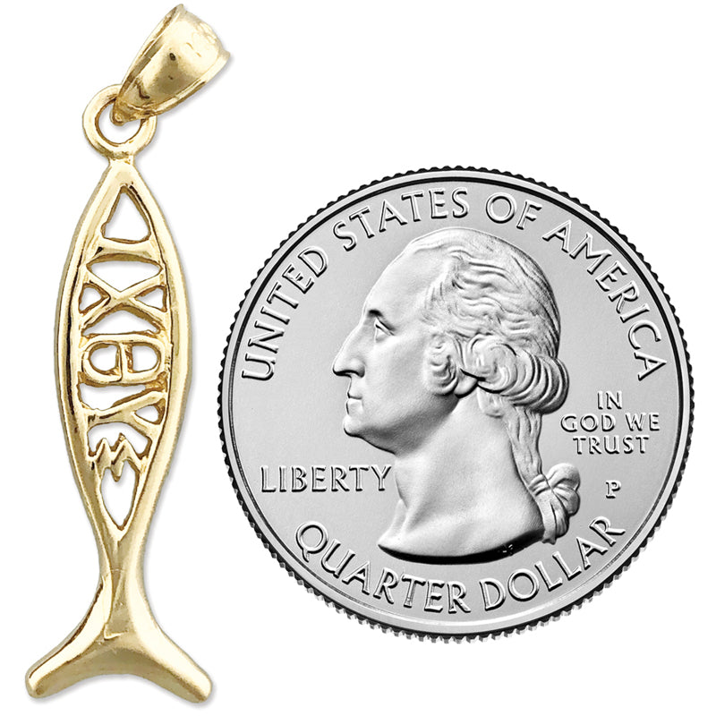 14K Gold Ichthys IXOYE Pendant