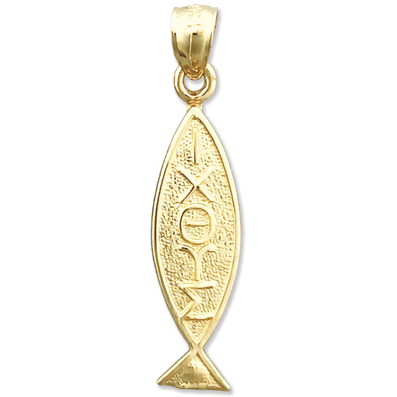 14K Gold Iota Chi Theta Upsilon Sigma Fish Pendant
