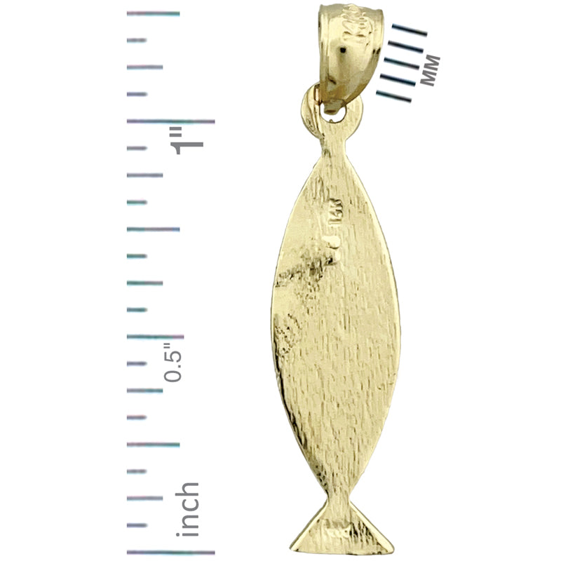 14K Gold Iota Chi Theta Upsilon Sigma Fish Pendant