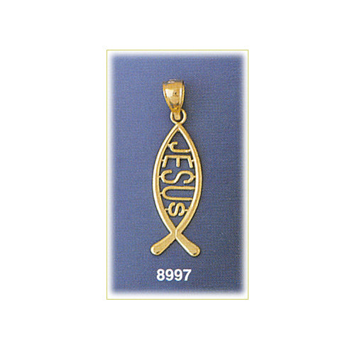 14K Gold Ichthus Jesus Pendant