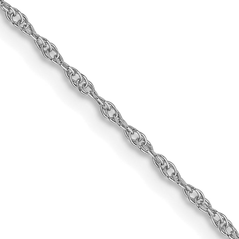 14K White Gold Carded .95mm Cable Rope with Spring Ring Clasp Children Necklace Chain Necklace