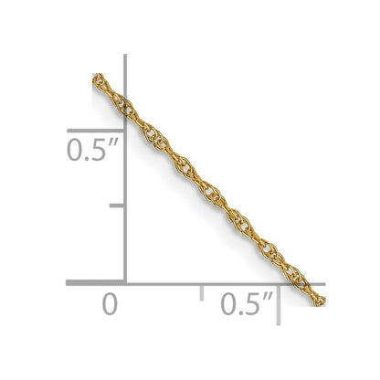 14K Yellow Gold 14 inch Carded .95mm Cable Rope with Spring Ring Clasp Children Necklace Chain Necklace