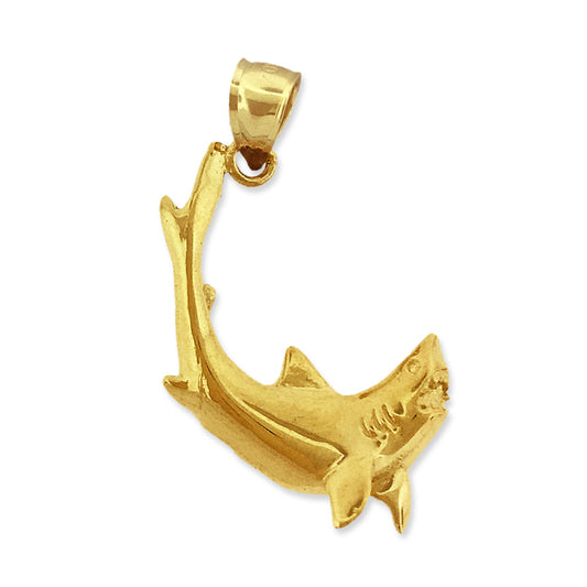 14K Gold Shark with Jaws Opened Pendant