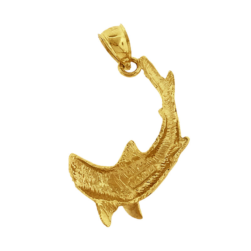 14K Gold Shark with Jaws Opened Pendant