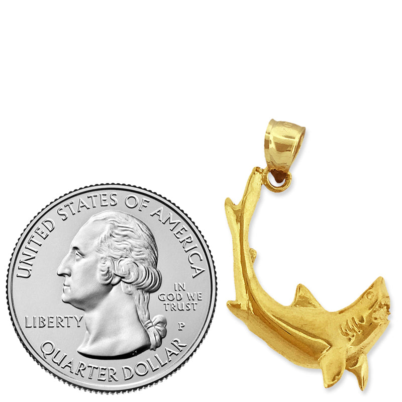 14K Gold Shark with Jaws Opened Pendant