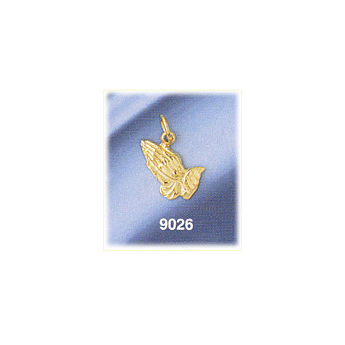 14K Gold 13MM Praying Hands Charm