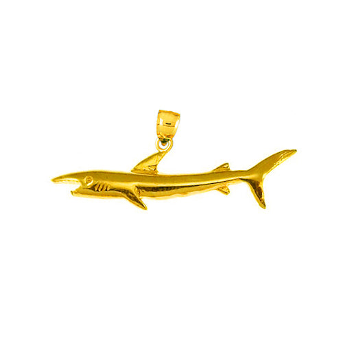14K Gold 30MM Shark Pendant