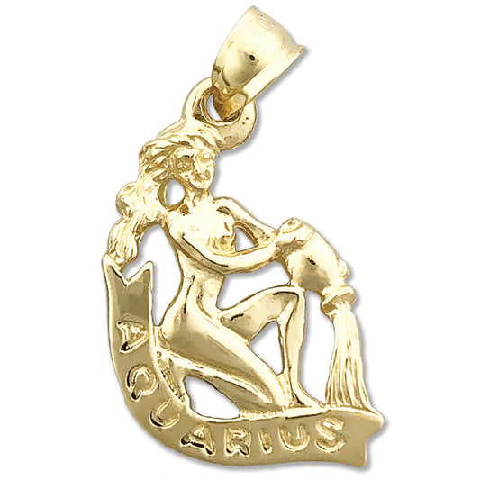 14K Gold 3-D Zodiac Aquarius Charm