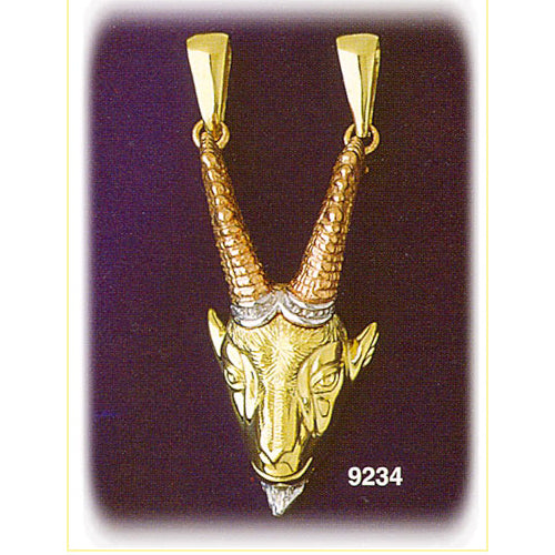 14K Tri Color Gold Zodiac Capricorn Pendant
