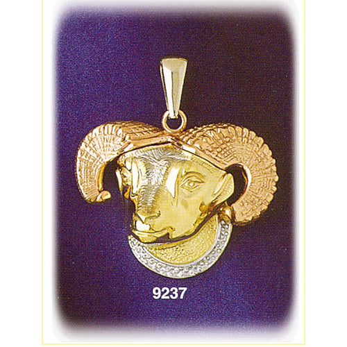 14K Tri Color Gold Zodiac Aries Pendant
