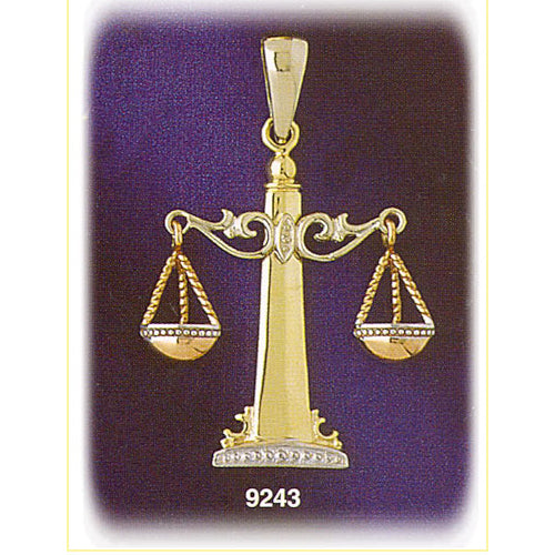 14K Tri Color Gold Zodiac Libra Pendant