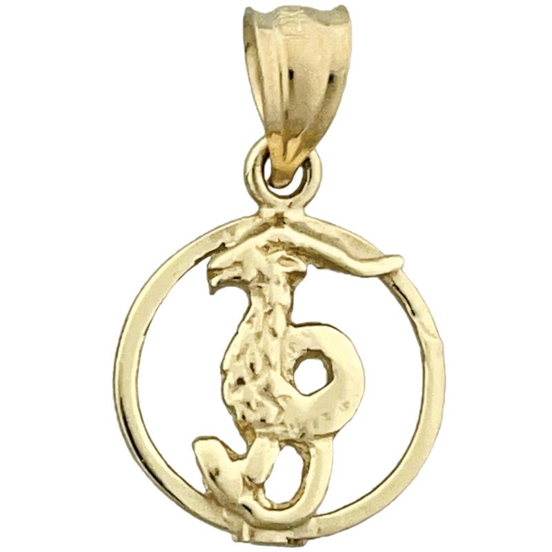 14K Gold Capricorn Zodiac Circle Charm